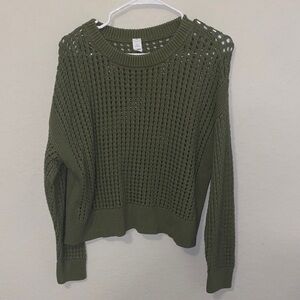 Old Navy Forest Green Open-Knit Sweater